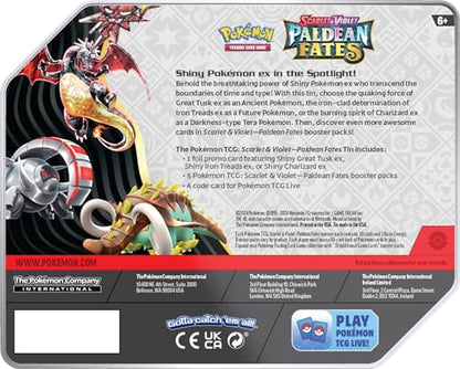 Pokémon TCG SV4.5 Paldean Fates Tin - Charizard, Multi-color, 6.95 x 2.95 x 0.1 inches, Model 728192